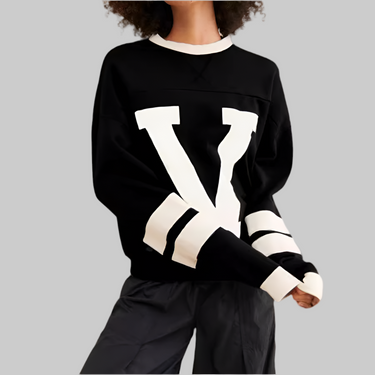 Street Cool Contrast Color Letter Graphic Sweatshirt – Loose Pullover
